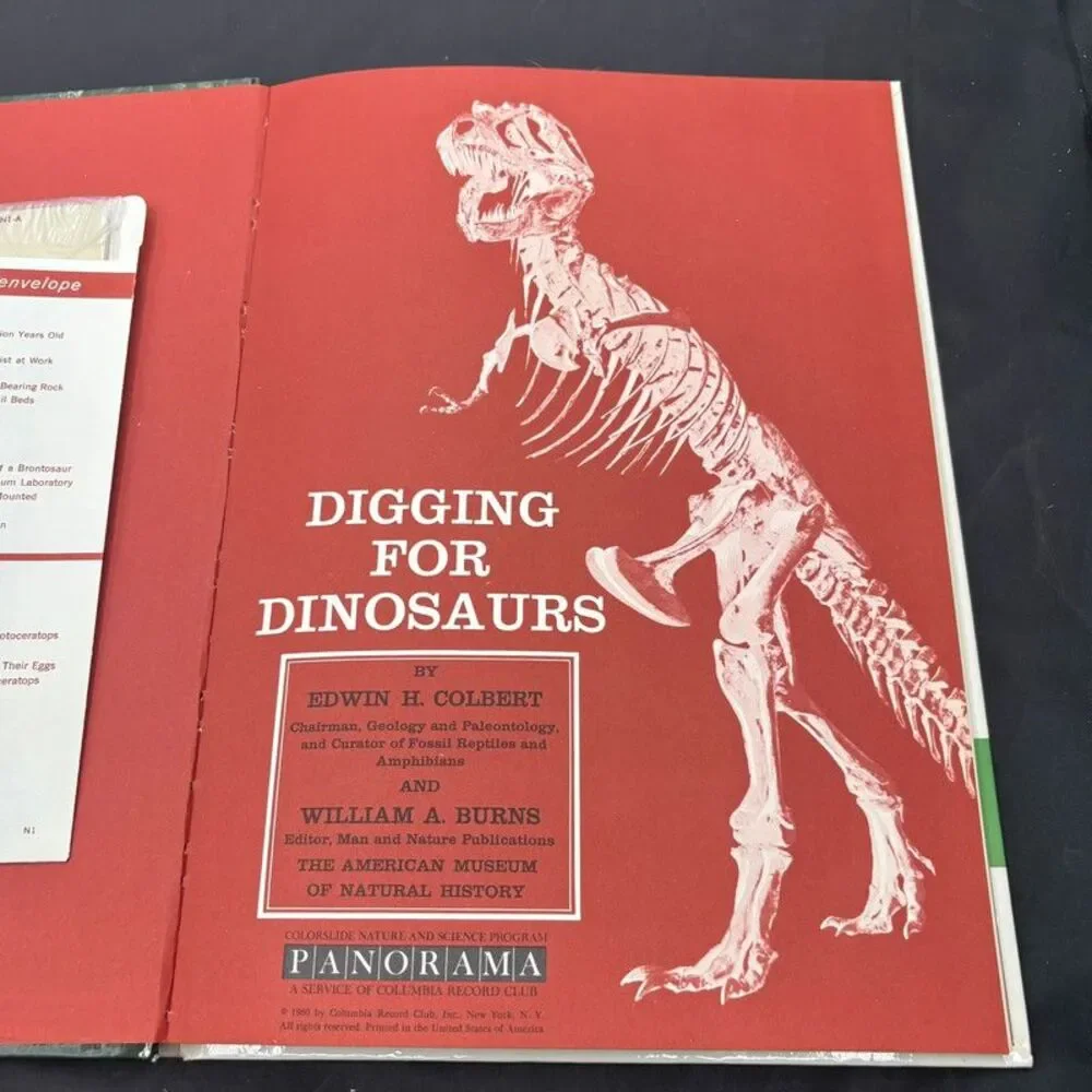 1960 Digging For Dinosaurs Museum Natural History slides, Walter Cronkite record